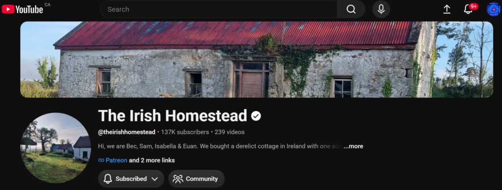 The Irish Homestead YouTube Channel
